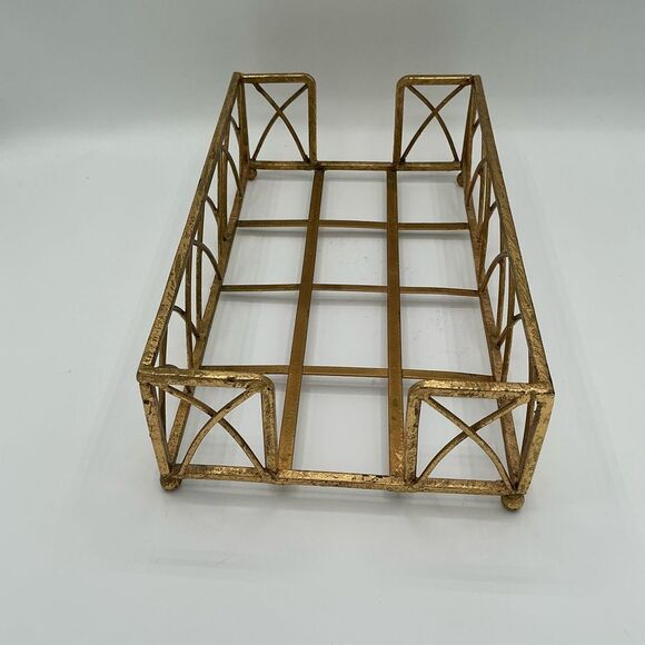 Gold Metal Tray for Folded Paper Guest Bathroom Hand Towels Napkins 5x9 - Picture 1 of 5